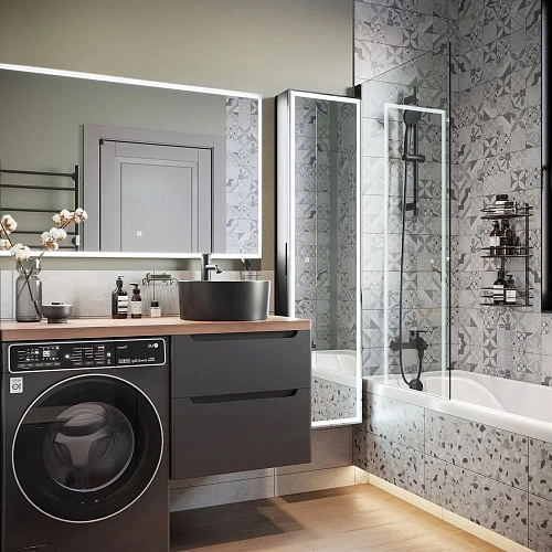 Тумба с раковиной STWORKI Берген 60 серая с темной столешницей 122, с раковиной на выбор, L 549640 Тумба с раковиной STWORKI Берген 60 серая с темной столешницей 122, с раковиной на выбор, L 549640