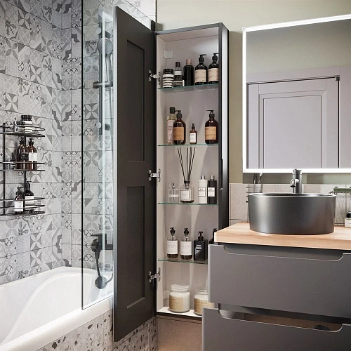 Тумба с раковиной STWORKI Берген 60 серая с темной столешницей 122, с раковиной на выбор, R 549638 Тумба с раковиной STWORKI Берген 60 серая с темной столешницей 122, с раковиной на выбор, R 549638