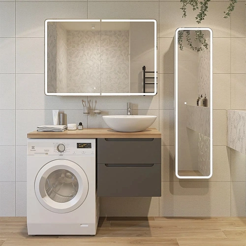 Тумба с раковиной STWORKI Берген 60 серая со светлой столешницей 122, Moduo 55 Leaf, L 549670 Тумба с раковиной STWORKI Берген 60 серая со светлой столешницей 122, Moduo 55 Leaf, L 549670