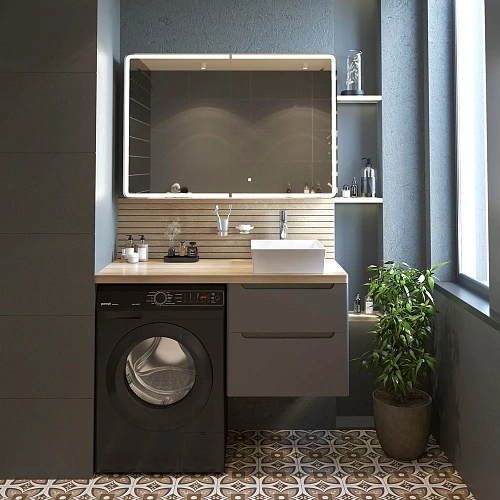 Тумба с раковиной STWORKI Берген 60 серая со светлой столешницей 122, раковина Bocchi Vessel 1173-06 569133 Тумба с раковиной STWORKI Берген 60 серая со светлой столешницей 122, раковина Bocchi Vessel 1173-06 569133