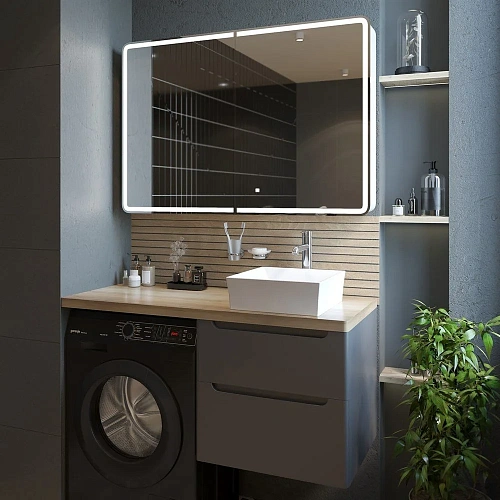 Тумба с раковиной STWORKI Берген 60 серая со светлой столешницей 122, раковина Bocchi Vessel 1173-06 569133 Тумба с раковиной STWORKI Берген 60 серая со светлой столешницей 122, раковина Bocchi Vessel 1173-06 569133