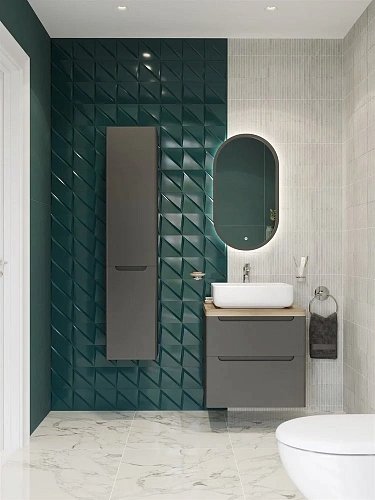 Тумба с раковиной STWORKI Берген 60 серая со светлой столешницей, Soul 1 549454 Тумба с раковиной STWORKI Берген 60 серая со светлой столешницей, Soul 1 549454