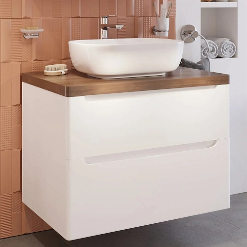 Тумба с раковиной STWORKI Берген 80 белая с темной столешницей, Moduo 50 Square 549471 Тумба с раковиной STWORKI Берген 80 белая с темной столешницей, Moduo 50 Square 549471