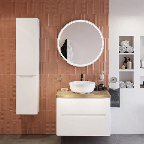 Тумба с раковиной STWORKI Берген 80 белая со светлой столешницей, Moduo 40 RING 549470 Тумба с раковиной STWORKI Берген 80 белая со светлой столешницей, Moduo 40 RING 549470