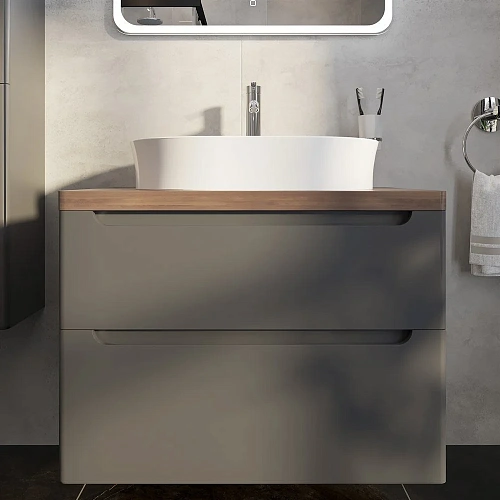 Тумба с раковиной STWORKI Берген 80 серая с темной столешницей, Bocchi Slim Line 1600-001-0126 56817 568177 Тумба с раковиной STWORKI Берген 80 серая с темной столешницей, Bocchi Slim Line 1600-001-0126 56817 568177