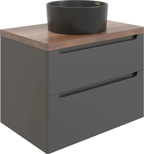 Тумба с раковиной STWORKI Берген 80 серая с темной столешницей, с раковиной на выбор 549478 Тумба с раковиной STWORKI Берген 80 серая с темной столешницей, с раковиной на выбор 549478