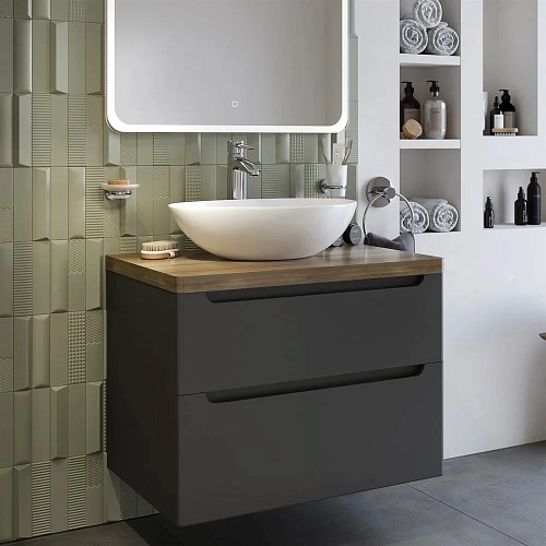 Тумба с раковиной STWORKI Берген 80 серая со светлой столешницей, Moduo 55 Leaf 549474 Тумба с раковиной STWORKI Берген 80 серая со светлой столешницей, Moduo 55 Leaf 549474