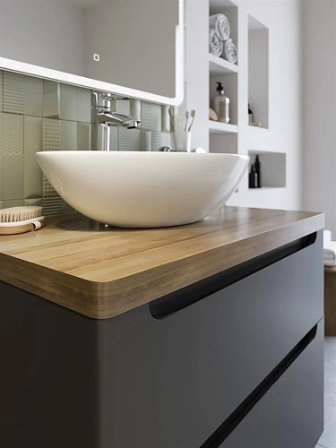 Тумба с раковиной STWORKI Берген 80 серая со светлой столешницей, Moduo 55 Leaf 549474 Тумба с раковиной STWORKI Берген 80 серая со светлой столешницей, Moduo 55 Leaf 549474