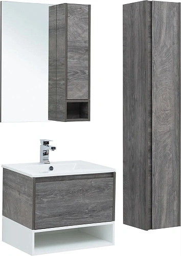 Тумба с раковиной STWORKI Карлстад 60 дуб рошелье, с белой полкой 440537 Тумба с раковиной STWORKI Карлстад 60 дуб рошелье, с белой полкой 440537