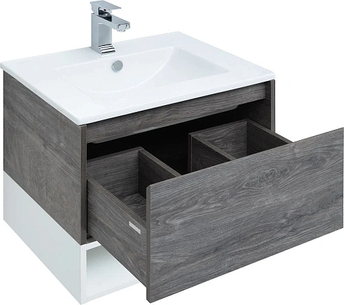 Тумба с раковиной STWORKI Карлстад 60 дуб рошелье, с белой полкой 440537 Тумба с раковиной STWORKI Карлстад 60 дуб рошелье, с белой полкой 440537