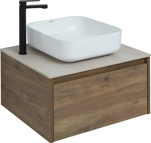 Тумба с раковиной STWORKI Карлстад 60 дуб рустикальный, простоун беж, с отверстием под смеситель в с 425188 Тумба с раковиной STWORKI Карлстад 60 дуб рустикальный, простоун беж, с отверстием под смеситель в с 425188