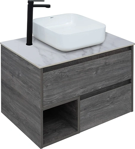 Тумба с раковиной STWORKI Карлстад 75 дуб рошелье, монте тиберио, с отверстием для смесителя в столе 425236 Тумба с раковиной STWORKI Карлстад 75 дуб рошелье, монте тиберио, с отверстием для смесителя в столе 425236