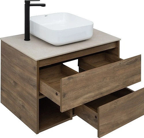 Тумба с раковиной STWORKI Карлстад 75 дуб рустикальный, простоун беж, с отверстием для смесителя в с 425257 Тумба с раковиной STWORKI Карлстад 75 дуб рустикальный, простоун беж, с отверстием для смесителя в с 425257