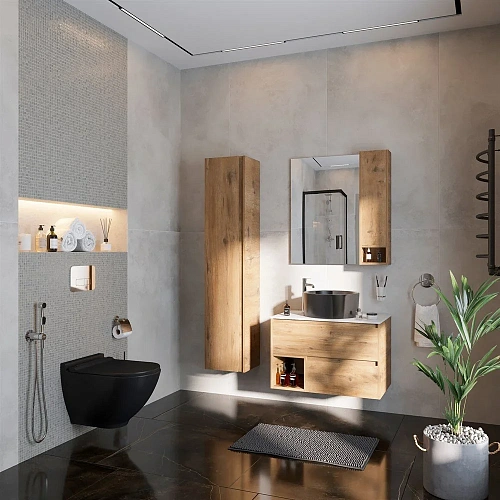 Тумба с раковиной STWORKI Карлстад 75 дуб рустикальный, простоун беж, с отверстием для смесителя в столешнице 587544 Тумба с раковиной STWORKI Карлстад 75 дуб рустикальный, простоун беж, с отверстием для смесителя в столешнице 587544