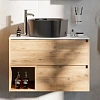 Тумба с раковиной STWORKI Карлстад 75 дуб рустикальный, простоун беж, с раковиной на выбор 548205