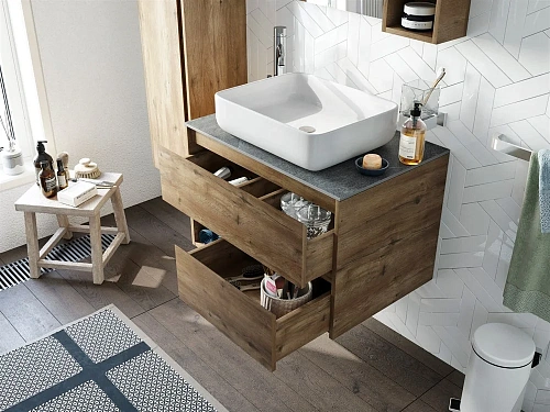 Тумба с раковиной STWORKI Карлстад 75 дуб рустикальный, роверелла, с отверстием для смесителя в стол 427817 Тумба с раковиной STWORKI Карлстад 75 дуб рустикальный, роверелла, с отверстием для смесителя в стол 427817