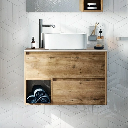 Тумба с раковиной STWORKI Карлстад 75 дуб рустикальный, роверелла, с отверстием для смесителя в стол 427817 Тумба с раковиной STWORKI Карлстад 75 дуб рустикальный, роверелла, с отверстием для смесителя в стол 427817