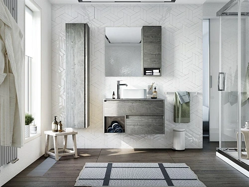 Тумба с раковиной STWORKI Карлстад 90 дуб рошелье, монте тиберио, с отверстием для смесителя в столе 425483 Тумба с раковиной STWORKI Карлстад 90 дуб рошелье, монте тиберио, с отверстием для смесителя в столе 425483