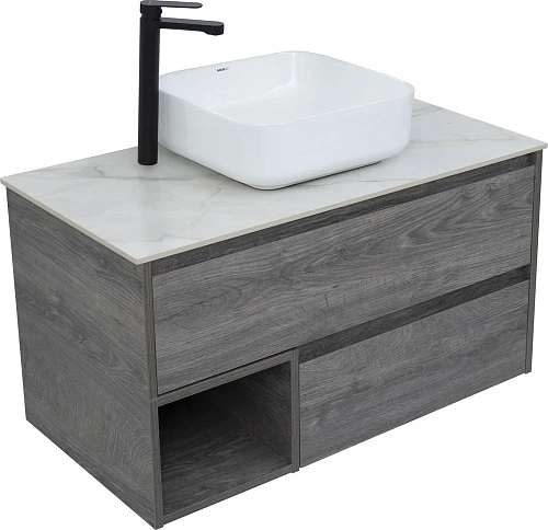 Тумба с раковиной STWORKI Карлстад 90 дуб рошелье, монте тиберио, с отверстием для смесителя в столе 425483 Тумба с раковиной STWORKI Карлстад 90 дуб рошелье, монте тиберио, с отверстием для смесителя в столе 425483