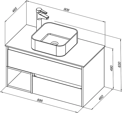 Тумба с раковиной STWORKI Карлстад 90 дуб рошелье, роверелла, с отверстием для смесителя в столешниц 427803 Тумба с раковиной STWORKI Карлстад 90 дуб рошелье, роверелла, с отверстием для смесителя в столешниц 427803