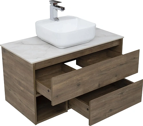 Тумба с раковиной STWORKI Карлстад 90 дуб рустикальный, простоун беж 425511 Тумба с раковиной STWORKI Карлстад 90 дуб рустикальный, простоун беж 425511