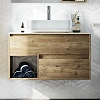 Тумба с раковиной STWORKI Карлстад 90 дуб рустикальный, простоун беж 425511