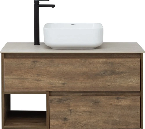 Тумба с раковиной STWORKI Карлстад 90 дуб рустикальный, простоун беж, с отверстием для смесителя в с 425505 Тумба с раковиной STWORKI Карлстад 90 дуб рустикальный, простоун беж, с отверстием для смесителя в с 425505
