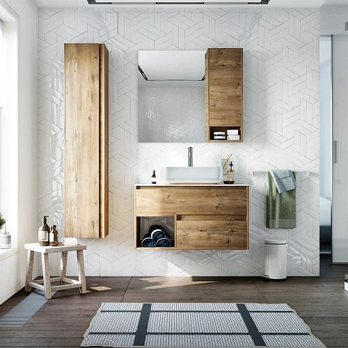 Тумба с раковиной STWORKI Карлстад 90 дуб рустикальный, роверелла 427831 Тумба с раковиной STWORKI Карлстад 90 дуб рустикальный, роверелла 427831