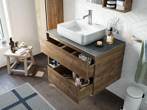 Тумба с раковиной STWORKI Карлстад 90 дуб рустикальный, роверелла 427831 Тумба с раковиной STWORKI Карлстад 90 дуб рустикальный, роверелла 427831