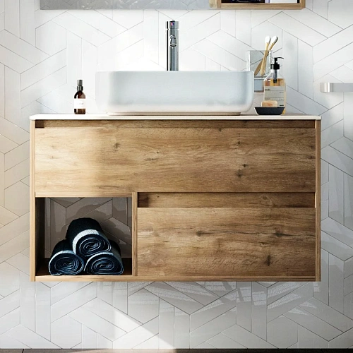 Тумба с раковиной STWORKI Карлстад 90 дуб рустикальный, роверелла 427831 Тумба с раковиной STWORKI Карлстад 90 дуб рустикальный, роверелла 427831