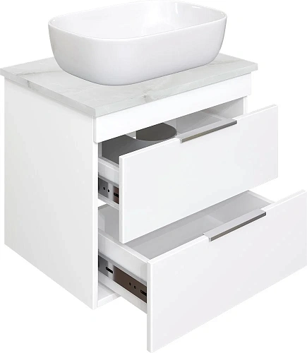 Тумба с раковиной STWORKI Копенгаген Копенгаген 60 белая, со столешницей Stone Aura 60 и сифоном Neo 582088 Тумба с раковиной STWORKI Копенгаген Копенгаген 60 белая, со столешницей Stone Aura 60 и сифоном Neo 582088