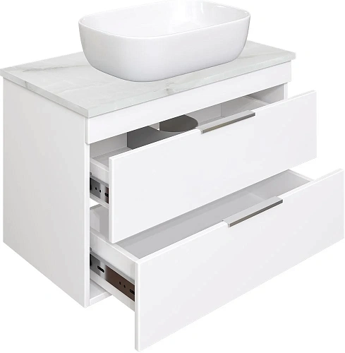 Тумба с раковиной STWORKI Копенгаген Копенгаген 80 белая, со столешницей Stone Aura 80 и сифоном Neo 582092 Тумба с раковиной STWORKI Копенгаген Копенгаген 80 белая, со столешницей Stone Aura 80 и сифоном Neo 582092