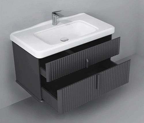 Тумба с раковиной STWORKI Молде 95 антрацит, с сифоном 579360 Тумба с раковиной STWORKI Молде 95 антрацит, с сифоном 579360