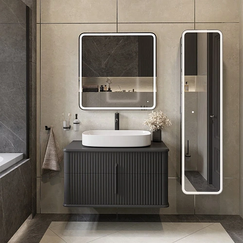 Тумба с раковиной STWORKI Молде 95 антрацит, со столешницей 579550 Тумба с раковиной STWORKI Молде 95 антрацит, со столешницей 579550