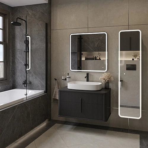 Тумба с раковиной STWORKI Молде 95 антрацит, со столешницей 579550 Тумба с раковиной STWORKI Молде 95 антрацит, со столешницей 579550