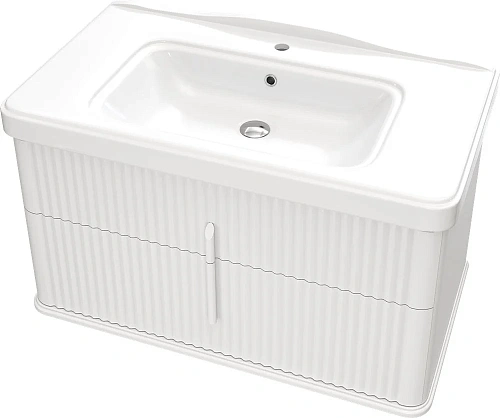 Тумба с раковиной STWORKI Молде 95 белая, с сифоном 579358 Тумба с раковиной STWORKI Молде 95 белая, с сифоном 579358