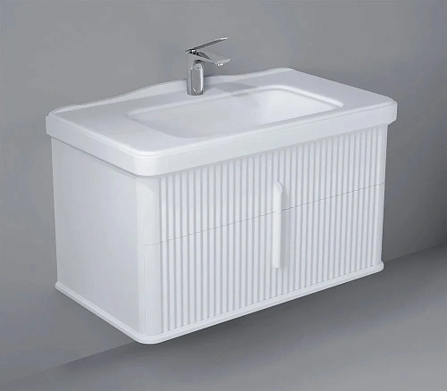 Тумба с раковиной STWORKI Молде 95 белая, с сифоном 579358 Тумба с раковиной STWORKI Молде 95 белая, с сифоном 579358