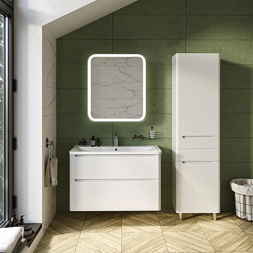 Тумба с раковиной STWORKI Монтре 100 белая 555337 Тумба с раковиной STWORKI Монтре 100 белая 555337