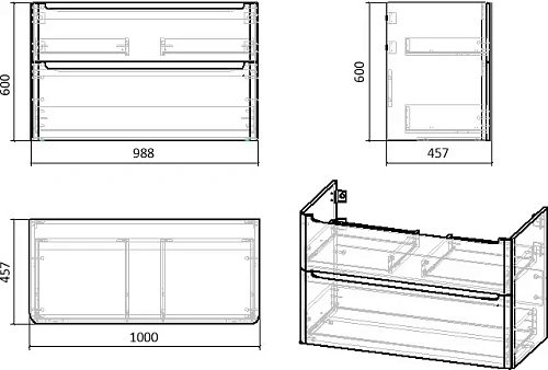 Тумба с раковиной STWORKI Монтре 100 белая 555337 Тумба с раковиной STWORKI Монтре 100 белая 555337