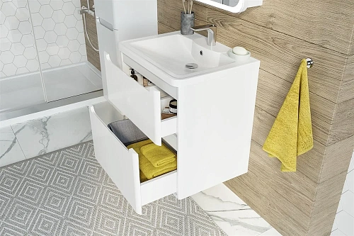 Тумба с раковиной STWORKI Монтре 60 белая 432001 Тумба с раковиной STWORKI Монтре 60 белая 432001