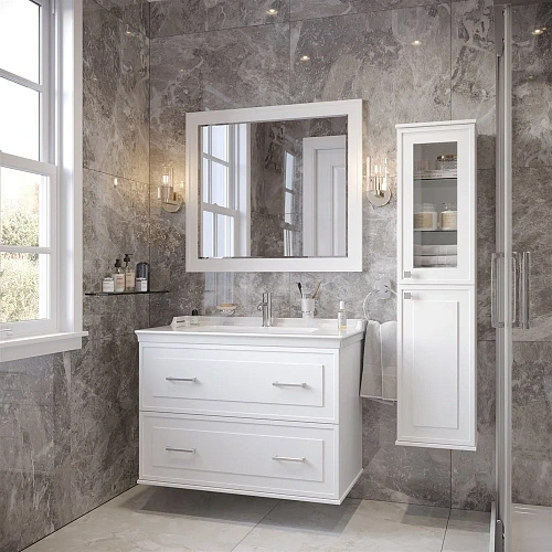 Тумба с раковиной STWORKI Хадстен 100 белая 540894 Тумба с раковиной STWORKI Хадстен 100 белая 540894