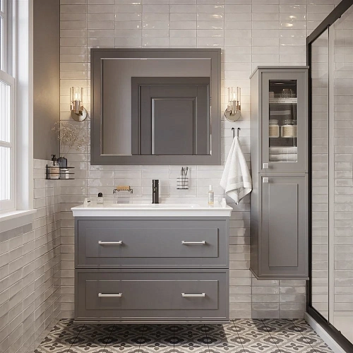 Тумба с раковиной STWORKI Хадстен 100 серая 540904 Тумба с раковиной STWORKI Хадстен 100 серая 540904