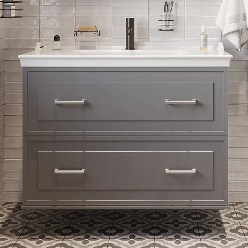 Тумба с раковиной STWORKI Хадстен 100 серая 540904 Тумба с раковиной STWORKI Хадстен 100 серая 540904