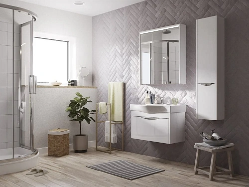 Тумба с раковиной STWORKI Хельсинки 80 подвесная, с накладной раковиной, белая, МДФ 406331 Тумба с раковиной STWORKI Хельсинки 80 подвесная, с накладной раковиной, белая, МДФ 406331