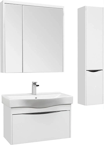 Тумба с раковиной STWORKI Хельсинки 80 подвесная, с накладной раковиной, белая, МДФ 406331 Тумба с раковиной STWORKI Хельсинки 80 подвесная, с накладной раковиной, белая, МДФ 406331