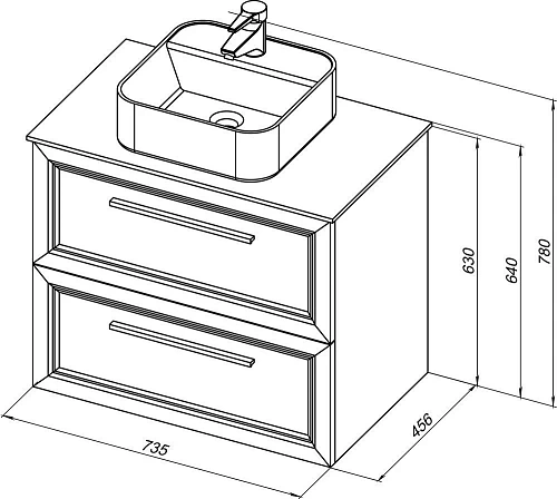 Тумба с раковиной STWORKI Эстерсунд 75 белая матовая, роверелла 460010 Тумба с раковиной STWORKI Эстерсунд 75 белая матовая, роверелла 460010
