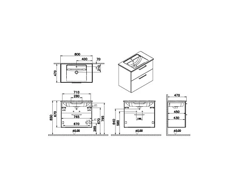 Тумба с раковиной Vitra Root 80 см 68287 матовый темно-синий Тумба с раковиной Vitra Root 80 см 68287 матовый темно-синий