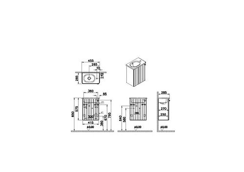 Тумба с раковиной Vitra Root Groove 45 см 69196 матовая темно-синяя, левая Тумба с раковиной Vitra Root Groove 45 см 69196 матовая темно-синяя, левая
