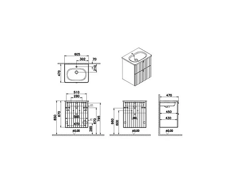 Тумба с раковиной Vitra Root Groove 60 см 69420 матовая темно-синяя Тумба с раковиной Vitra Root Groove 60 см 69420 матовая темно-синяя