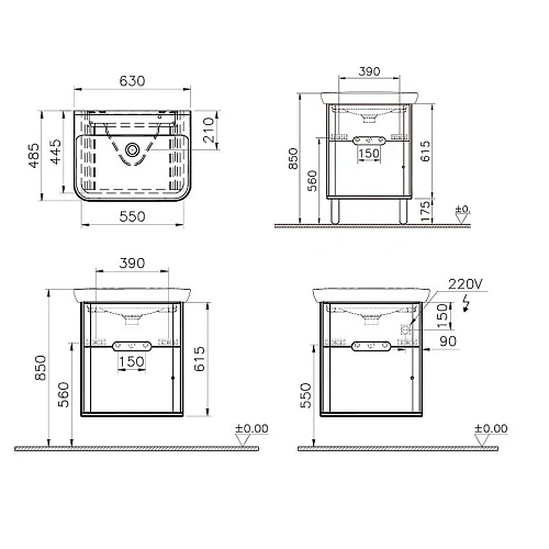 Тумба с раковиной Vitra Sento 65 см 60834 с LED подсветкой и датчиком движения Тумба с раковиной Vitra Sento 65 см 60834 с LED подсветкой и датчиком движения
